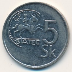 Монета Словакия 5 крон 1995 год