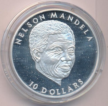 Либерия 10 долларов 2001 год - Нельсон Мандела