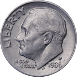 США 1 дайм (10 центов) 1984 год - Франклин Рузвельт (P)