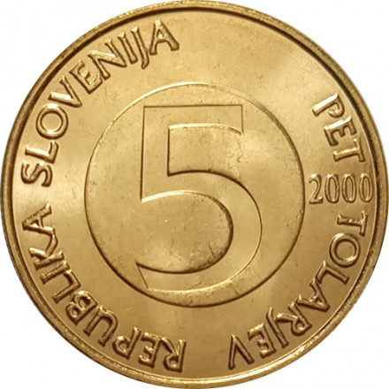 Словения 5 толаров 2000 год - Альпийский горный козёл (Ибекс)