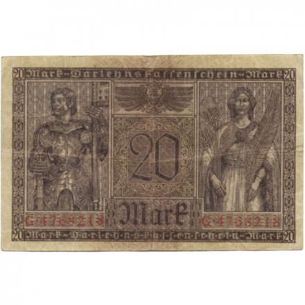 Германия 20 марок 1918 год - F-VF