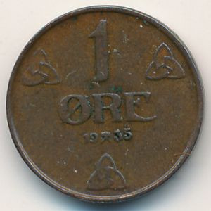 Норвегия 1 эре 1935 год - Король Хокон VII