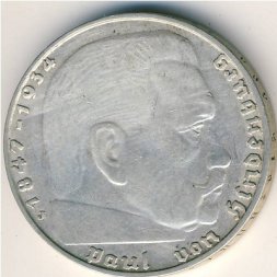 Третий Рейх 2 рейхсмарки 1938 год (J)