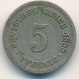 Германия 5 пфеннигов 1888 год