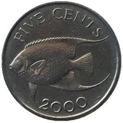 Бермудские острова 5 центов 2000 год - Ангел-королева