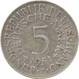 ФРГ 5 марок 1951 - Орёл - J