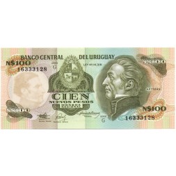 Уругвай 100 новых песо 1987 год - UNC