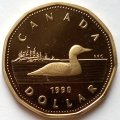 Канада 1 доллар 1990 год - Полярная гагара (proof)