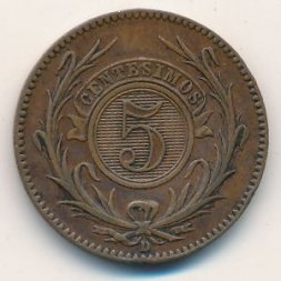Уругвай 5 сентесимо 1857 год