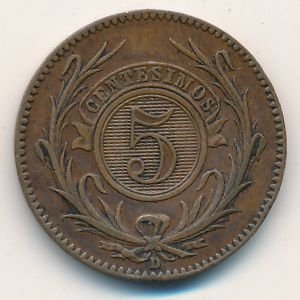 Уругвай 5 сентесимо 1857 год