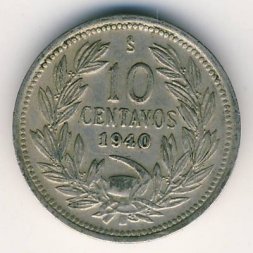 Чили 10 сентаво 1940 год