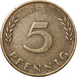 ФРГ 5 пфеннигов 1968 год (G)
