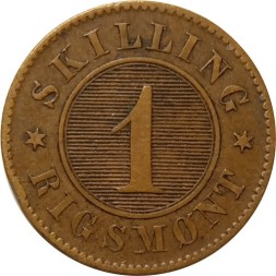 Дания 1 скиллинг ригсмонт 1856 год