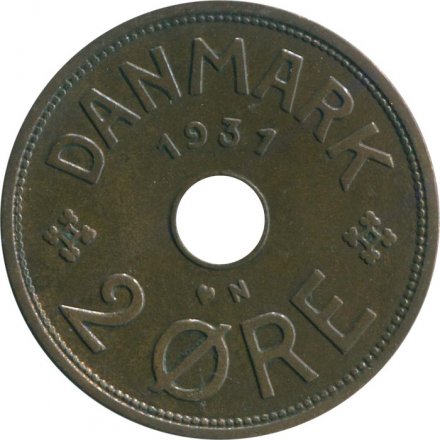 Дания 2 эре 1931 год - Король Кристиан X