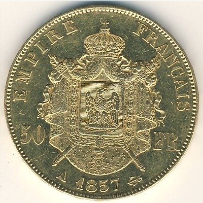 Франция 50 франков 1857 год
