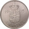 Дания 1 крона 1975 год - Королева Маргрете II