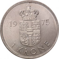 Дания 1 крона 1975 год - Королева Маргрете II