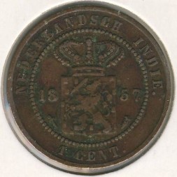 Монета Нидерландская Индия 1 цент 1857 год