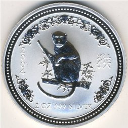 Австралия 2 доллара 2004 год - Восточный лунный календарь. Год обезьяны (серебро, 2 унции)