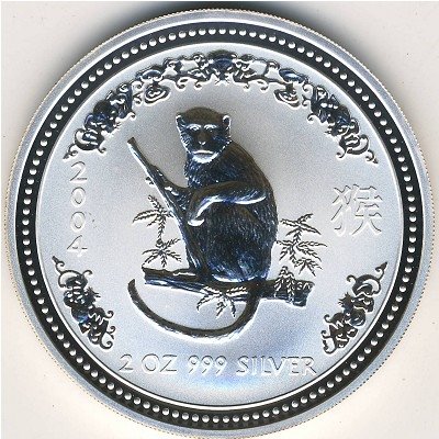 Австралия 2 доллара 2004 год - Восточный лунный календарь. Год обезьяны (серебро, 2 унции)
