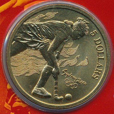 Австралия 5 долларов 2000 год - Олимпийские игры в Сиднее. Хоккей на траве (в буклете)
