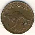 Австралия 1 пенни 1956 год - Кенгуру (точка после &quot;PENNY.&quot;)