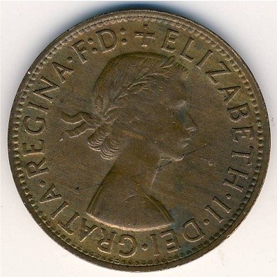Австралия 1 пенни 1956 год - Кенгуру (точка после &quot;PENNY.&quot;)