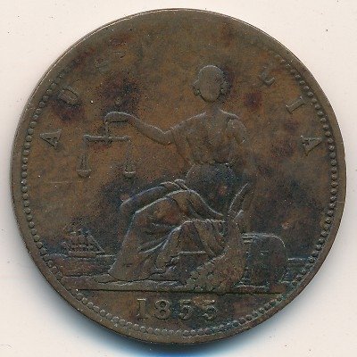 Австралия 1 пенни 1855 год
