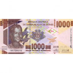 Гвинея 1000 франков 2018 год - Герб Гвинеи. Работы в карьере - UNC