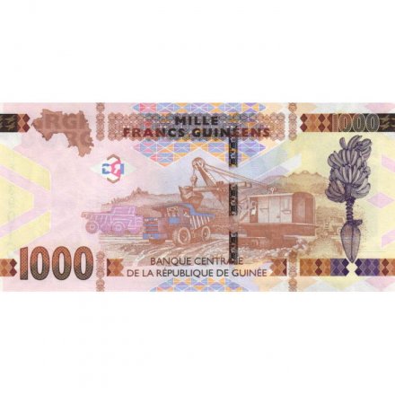 Гвинея 1000 франков 2018 год - Герб Гвинеи. Работы в карьере - UNC