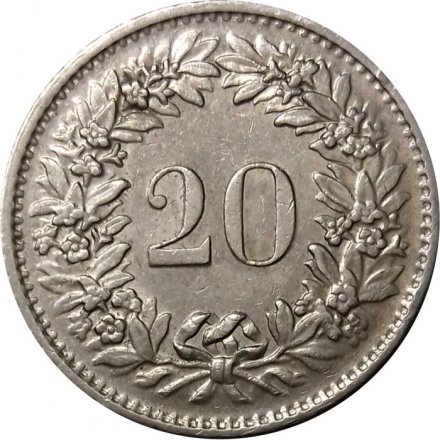 Швейцария 20 раппенов 1970 год