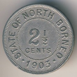 Монета Северное Борнео 2 1/2 цента 1903 год