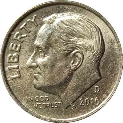 США 1 дайм (10 центов) 2016 год - Франклин Рузвельт (D)