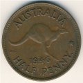 Австралия 1/2 пенни 1946 год - Король Георг VI. Кенгуру