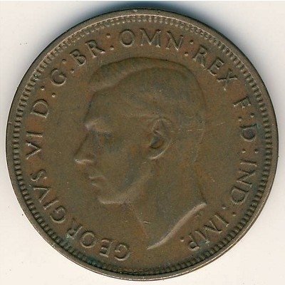 Австралия 1/2 пенни 1946 год - Король Георг VI. Кенгуру