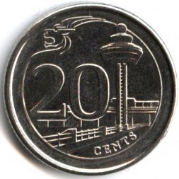 Сингапур 20 центов 2014 год Аэропорт