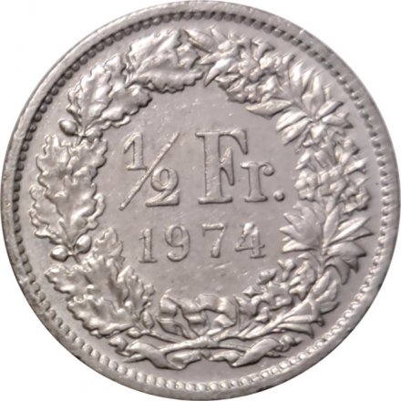 Швейцария 1/2 франка 1974 год
