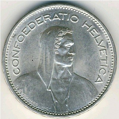 Швейцария 5 франков 1965 год
