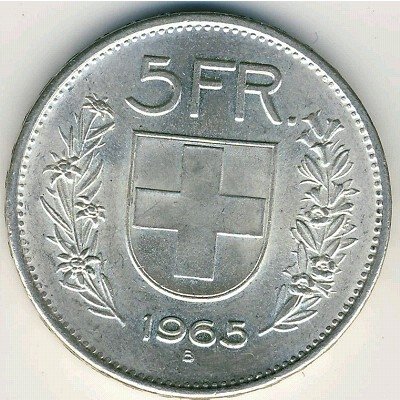 Швейцария 5 франков 1965 год