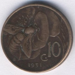 Италия 10 чентезимо 1931 год