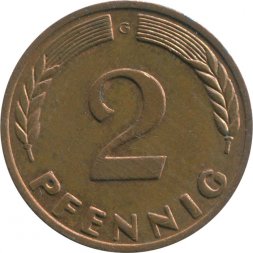 ФРГ 2 пфеннига 1970 год (G)