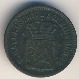 Монета Бавария 1 крейцер 1871 год