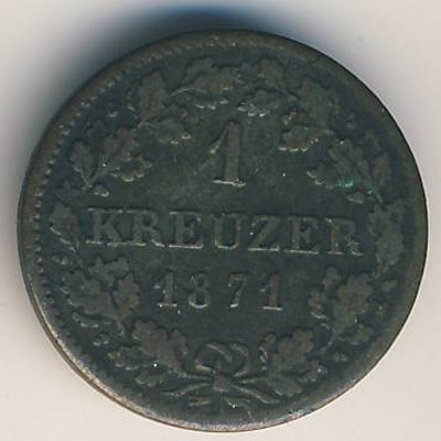 Бавария 1 крейцер 1871 год