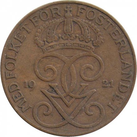 Швеция 5 эре 1921 год