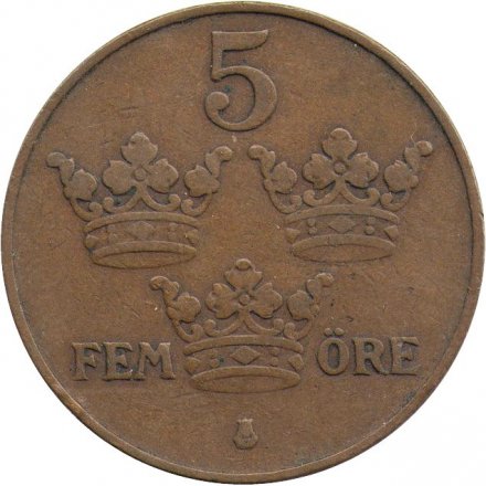 Швеция 5 эре 1921 год
