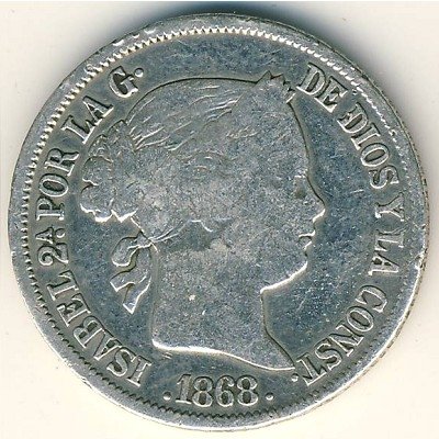 Филиппины 20 сентимо 1868 год