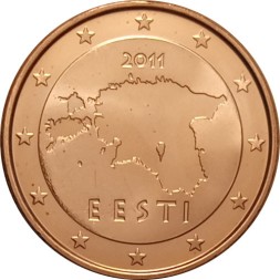 Эстония 5 евроцентов 2011 год - Контурная карта Эстонии