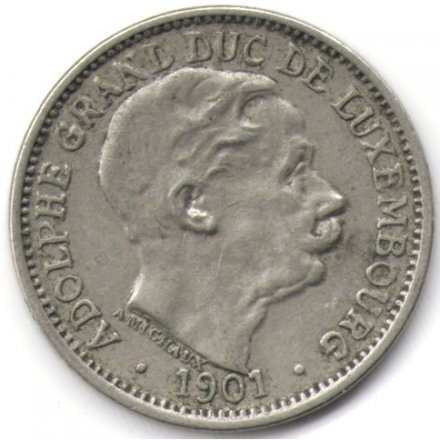Люксембург 10 сантимов 1901 год - Герцог Адольф Нассау-Люксембургский