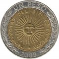 Аргентина 1 песо 2009 год - Солнце (отметка монетного двора: &quot;D&quot;)