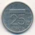 Нидерланды 25 центов 1990 год